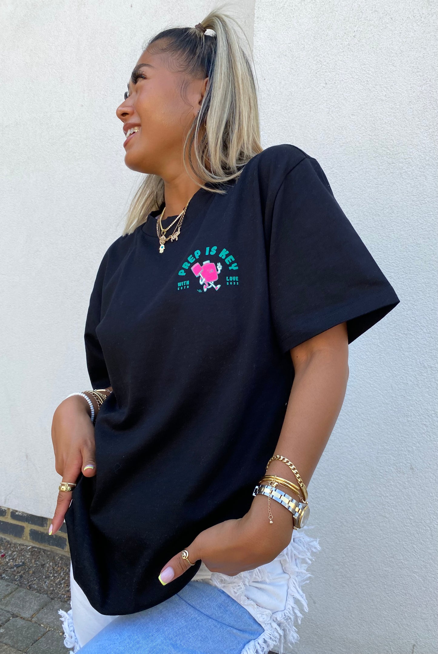 Prep is Key Oversized Black T-Shirt